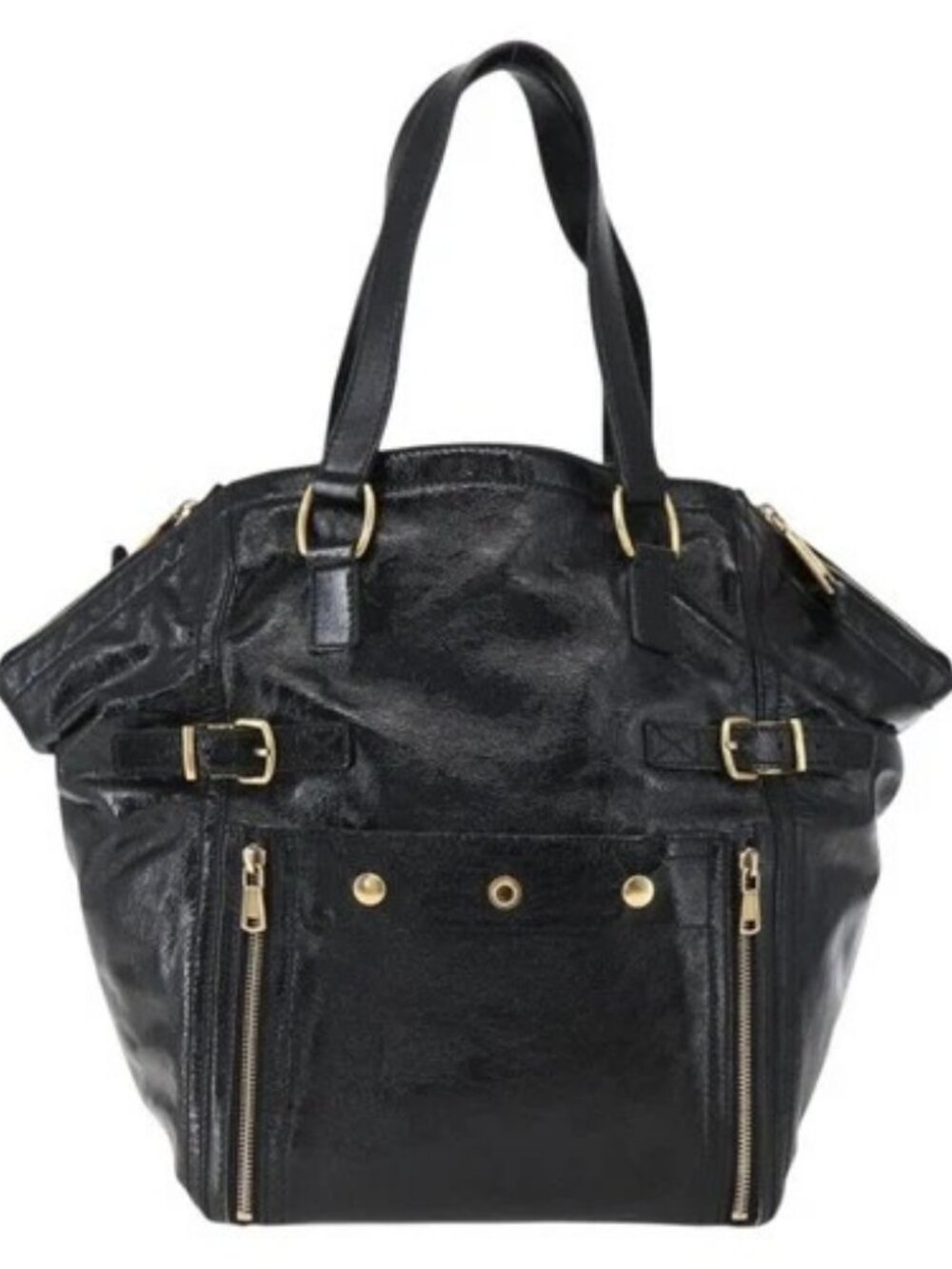 SAINT LAURENT Tote Bag Patent leather Black Gold - Picture 2 of 16
